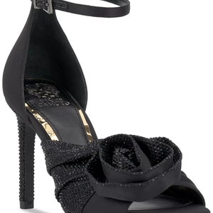 Vince Camuto Adaline Sandals Womens US 7.5 Black Embellished Ankle Strap RHS7259