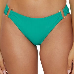 BECCA Modern Edge Bikini Bottom Women's M Green Stretch Hipster Swimwear JZZ743