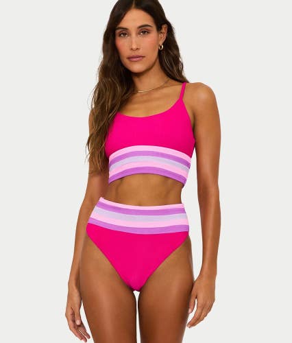 Beach Riot Millie Bikini Bottom Women's M Pink Colorblock High-Waisted JZZ651