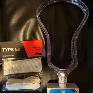 ECD ION LACROSSE HEAD, Clear, with STRINGKING 5s semis soft complete Mesh Kit valued at $39.99!!