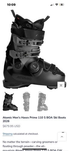 Mondo 28 & 28.5 Men's Atomic Hawx Prime All Mountain Ski Boots Medium Flex (Used)