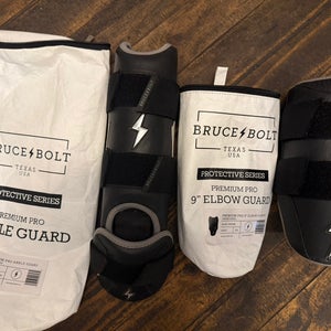 Bruce Bolt Black Chrome Premium Pro 9” Elbow Guard AND Ankle Guard set