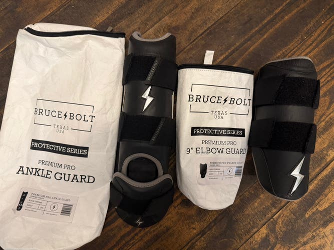 Bruce Bolt Black Chrome Premium Pro 9” Elbow Guard AND Ankle Guard set