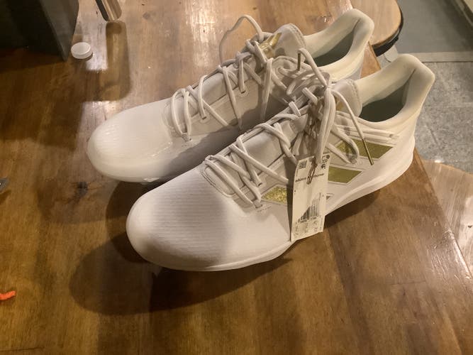 White Men's Size M 12.5 (W 13.5) Adult Adidas Low Top Adizero Metal (New)