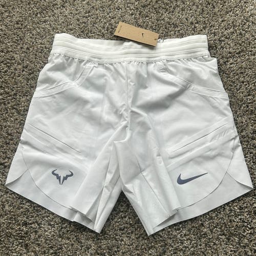 Nike Court Dri-Fit ADV Rafa Nadal 7” Tennis Shorts White Mens XS DV2881-102