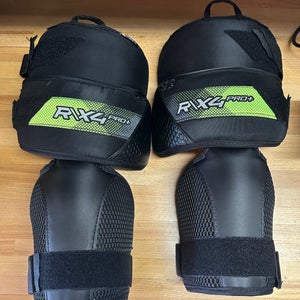Like New - Senior - "Frankenstein" Warrior R/X4 Pro+ (top) CCM XF (bottom) Goalie Knee Pads Guards