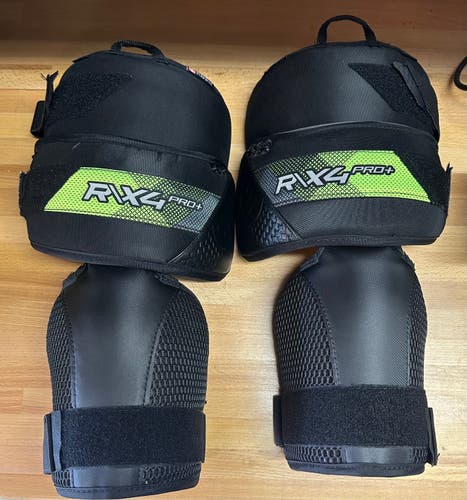 Like New - Senior - "Frankenstein" Warrior R/X4 Pro+ (top) CCM XF (bottom) Goalie Knee Pads Guards