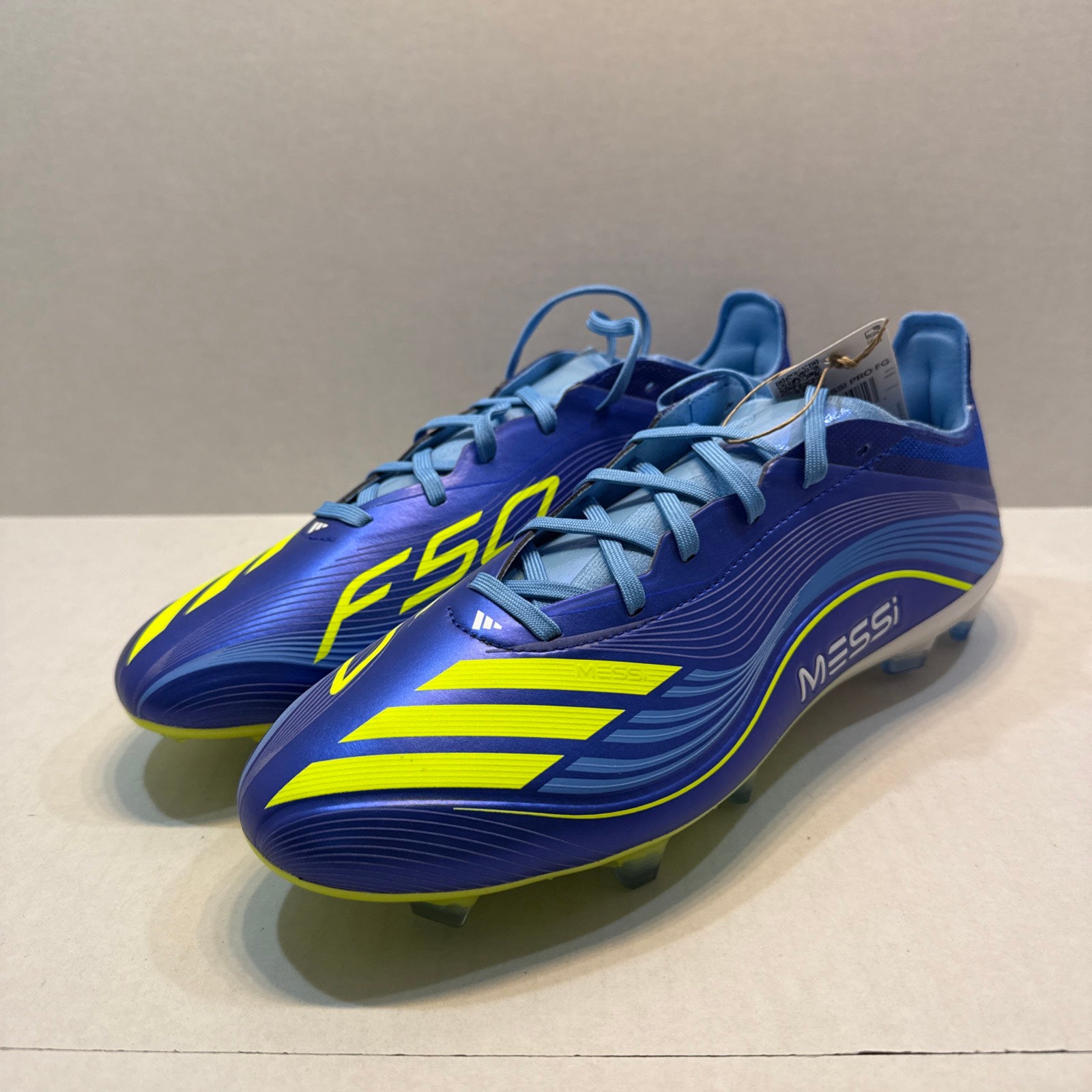 adidas men’s F50 Messi Pro FG Blue Soccer Cleats with Neon Yellow Accents Adidas F50 Club FG Messi | Youth | Team Royal/Solar Yellow  main image 3