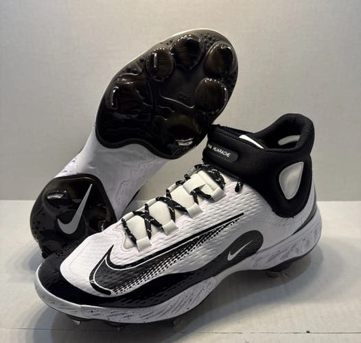 Nike Alpha Huarache Elite 4 Mid White Black Baseball Cleats FD2744-107 Men’s 12