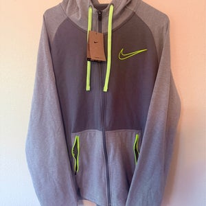 Nike Therma Fleece Full Zip Training Hoodie Sweatshirt Mens XL Gray Volt DD2102