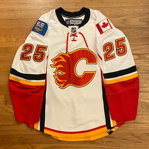 Vintage Calgary Flames customized Reebok Edge 1.0 hockey jersey