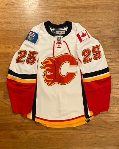 Vintage Calgary Flames customized Reebok Edge 1.0 hockey jersey