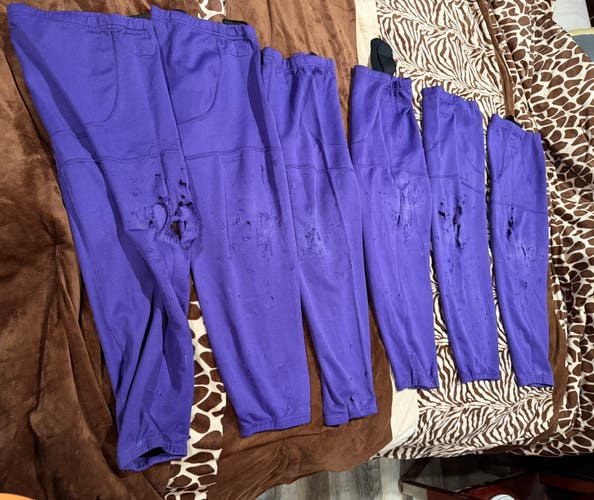 3 PAIRS OF USED ELMIRIA MAMMOTH PURPLE PACTICE SOCKS SIZE 32