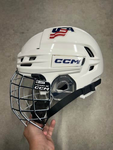 Medium Team USA Olympics CCM TACKS 910 COMBO Helmet Pro Stock (New) white