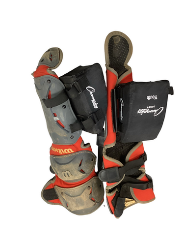 Used Wilson SHIN GUARDS Catchers Leg Guards Red Youth 11613-S000176068