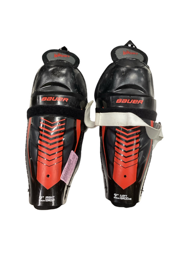 Used Bauer LIL SPORT Youth Shin Guards Black And Red 9" 11613-S000176036