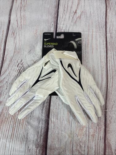 Nike Alpha Superbad 6.0 Padded Gloves White  Black Mens Size Large New