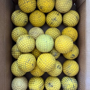 28 Dimple Pitching Machine Baseballs (Yellow; Used)