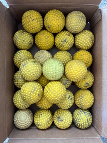 28 Dimple Pitching Machine Baseballs (Yellow; Used)