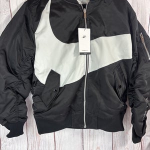 MEN'S NIKE SPORTSWEAR SWOOSH THERMA-FIT BOMBER BLACK JACKET DD6055-010 SIZE S