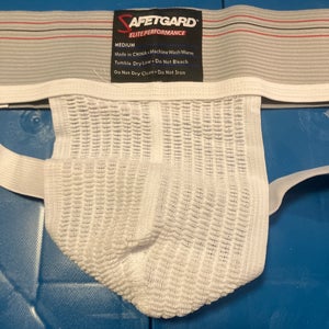 Medium new Safe T Gard Porter jockstrap white gray waistband with