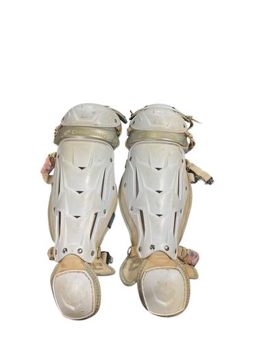 Used Champro WHITE SHINGUARDS Catchers Leg Guards White Adult 11834-S000045330