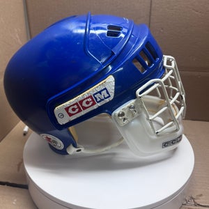 VINTAGE NAVY BLUE PRO CCM HT2 HOCKEY HELMET WITH FOAM BUMPERS RARE!