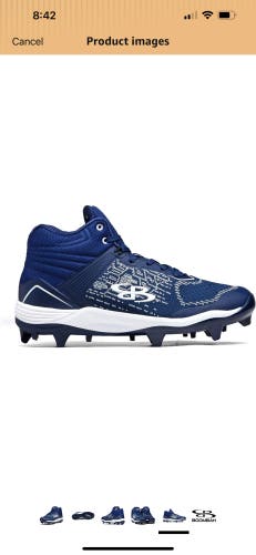 Blue Men's Size M 7.0 (W 8.0) Boombah High Top Molded Cleats (New)