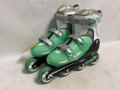 Used RollerDerby V500 TECH 6-9 Senior Rec Fitness Skates Green Adjustable 11855-S000198555