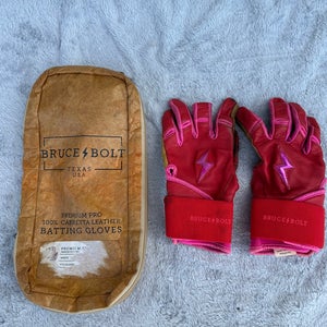 Red Youth XL Bruce Bolt Batting Gloves (Used)
