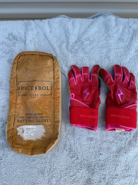Red Youth XL Bruce Bolt Batting Gloves (Used)