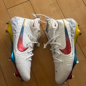 Nike Alpha Huarache NXT Baseball Cleats DJ6517-106 Men's Sz 13 White Rainbow