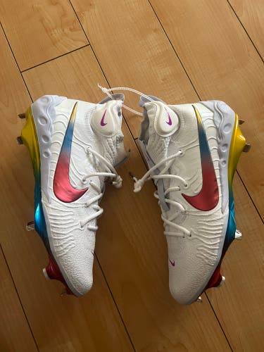 Nike Alpha Huarache NXT Baseball Cleats DJ6517-106 Men's Sz 13 White Rainbow