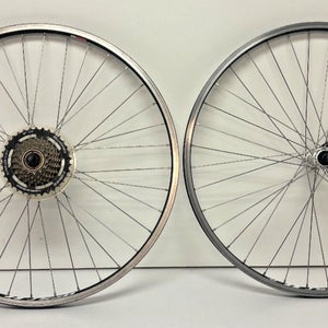 Bontrager AT-550 7-Speed 32-Spoke Black Aluminum 26" QR Mtn Bike Wheelset GREAT