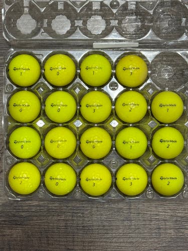 19 TaylorMade Distance+, Soft Response, RBZ Soft Yellow Golf Balls (5A/4A)