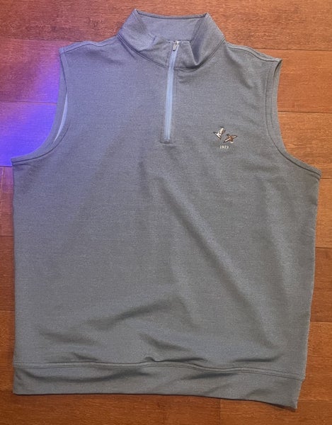 Peter Millar Gray Stealth Performance Quarter-Zip Vest Golf M Chester Valley