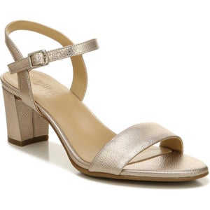 Naturalizer Bristol Sandals Women's 7.5 Warm Silver Leather Ankle Strap ZAP1505