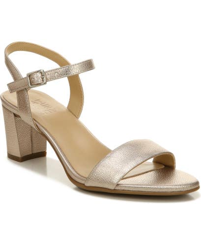 Naturalizer Bristol Sandals Women's 7.5 Warm Silver Leather Ankle Strap ZAP1505