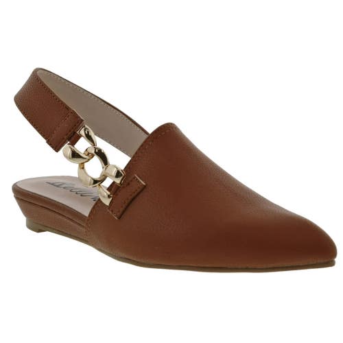 Bellini Fret Flat Women 8.5 Brown Pointed Toe Adjustable Strap Slingback ZAP1730