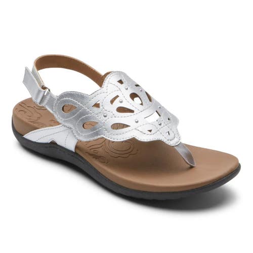 Rockport Ridge Sling Thong Women's 6.5 Silver Laser Cut Toe Post Sandals ZAP2116
