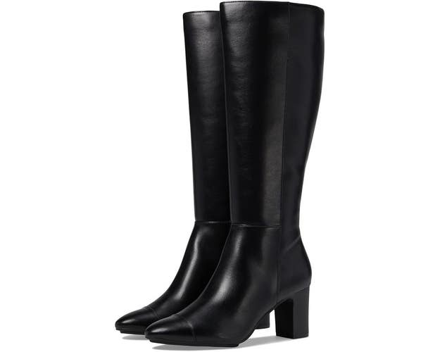 Anne Klein Sawyer Boot Women's 7.5 Black Almond Toe Block Heel Knee High ZAP1726