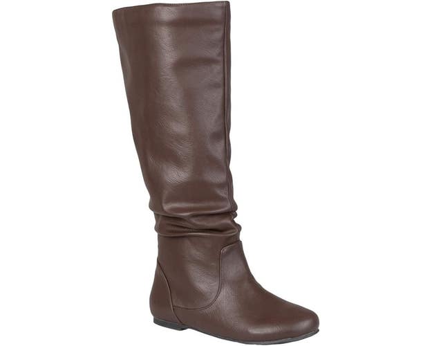 Journee Collection Jayne Boots Women's US 7 Brown Faux Leather Knee High ZAP1655