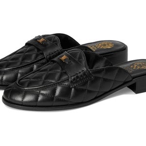 Vince Camuto Cobby Flat Women's US 9.5 Black Leather Comfort Shoes ZAP1476