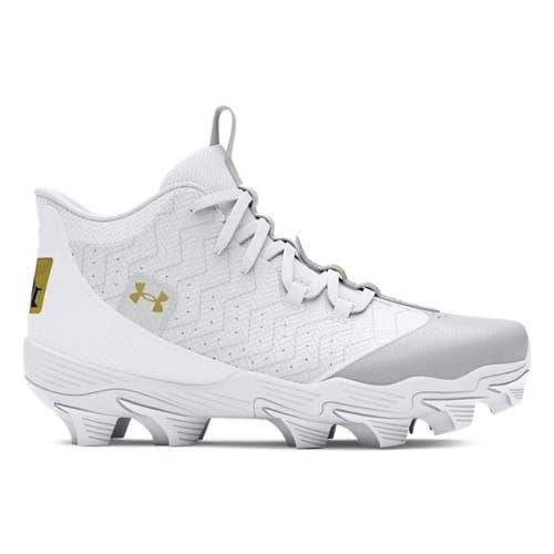 Under Armour Harper 9 RM Boys US 13 White Gold Molded Baseball Cleats ZAP1762