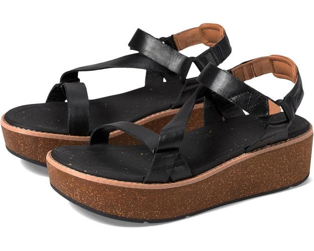 Teva Madera 1151015-BLK Sandals Women's US 8 Black Wedge Heel Platform ZAP1683