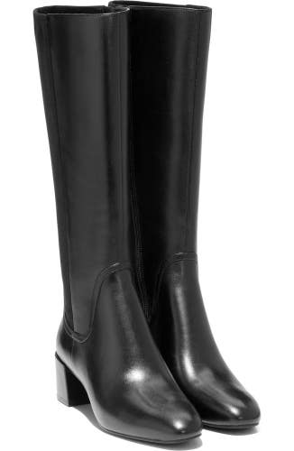 Cole Haan Go-To Serenna Boots Women's US 8.5 Black Square Toe Knee High ZAP1727