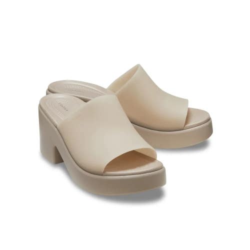 Crocs Brooklyn Frosted 210981-214 Sandals Women 7 Taupe Block Heel Slide ZAP1737