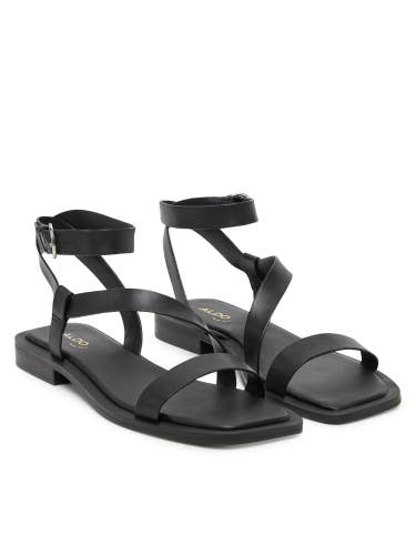Aldo Grugar 13966800 Sandals Women's US 8.5 Black Ankle Strap Square Toe ZAP1677