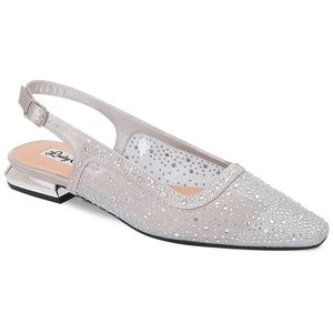 Lady Couture Kara Flat Womens 11 Silver Rhinestone Embellished Slingback ZAP1731