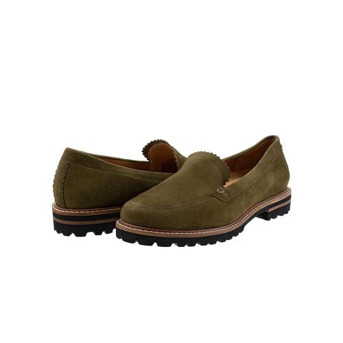 Trotters Fayth Loafers Women's US 9 Green Suede Lug Sole Slip On Shoes ZAP1681